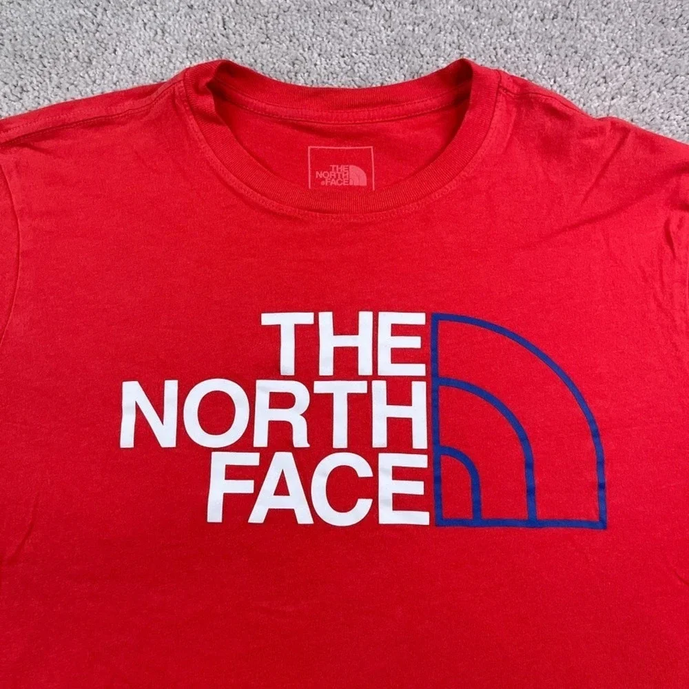 North Face Shirt Mens Medium Red Half Dome Logo Graphic‎ Tee Hiking Outdoors